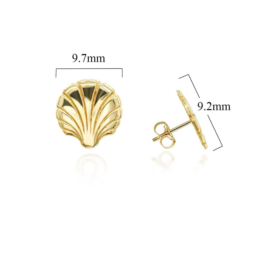 Yellow Gold Seashell Beach Stud Earrings
