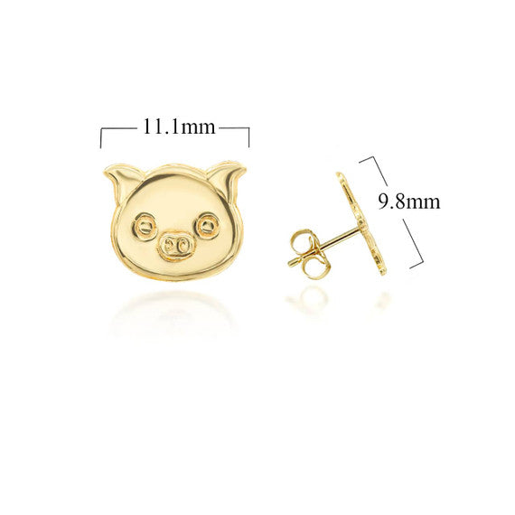 Yellow Gold Piggy Stud Earrings