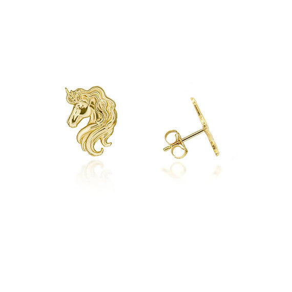 Yellow Gold Unicorn Stud Earrings