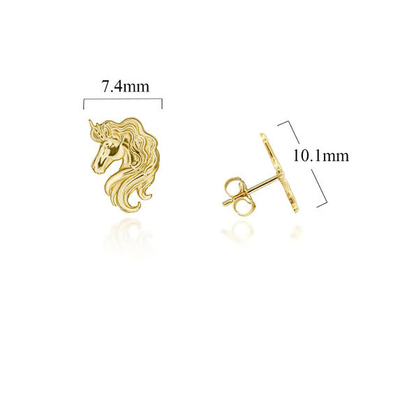 Yellow Gold Unicorn Stud Earrings