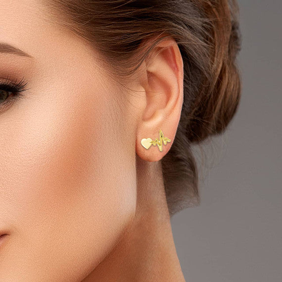 Yellow Gold Heartbeat Stud Earrings