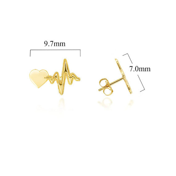 Yellow Gold Heartbeat Stud Earrings