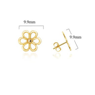 Yellow Gold Daisy Flower Stud Earrings