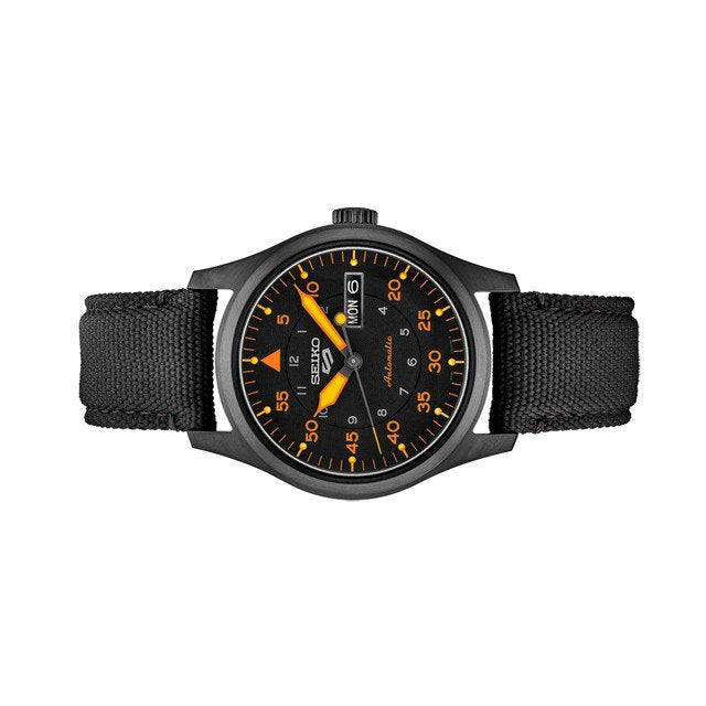 SRPH33 Seiko 5 Sports Automatic Black Dial Strap Pilots Men's Watch
