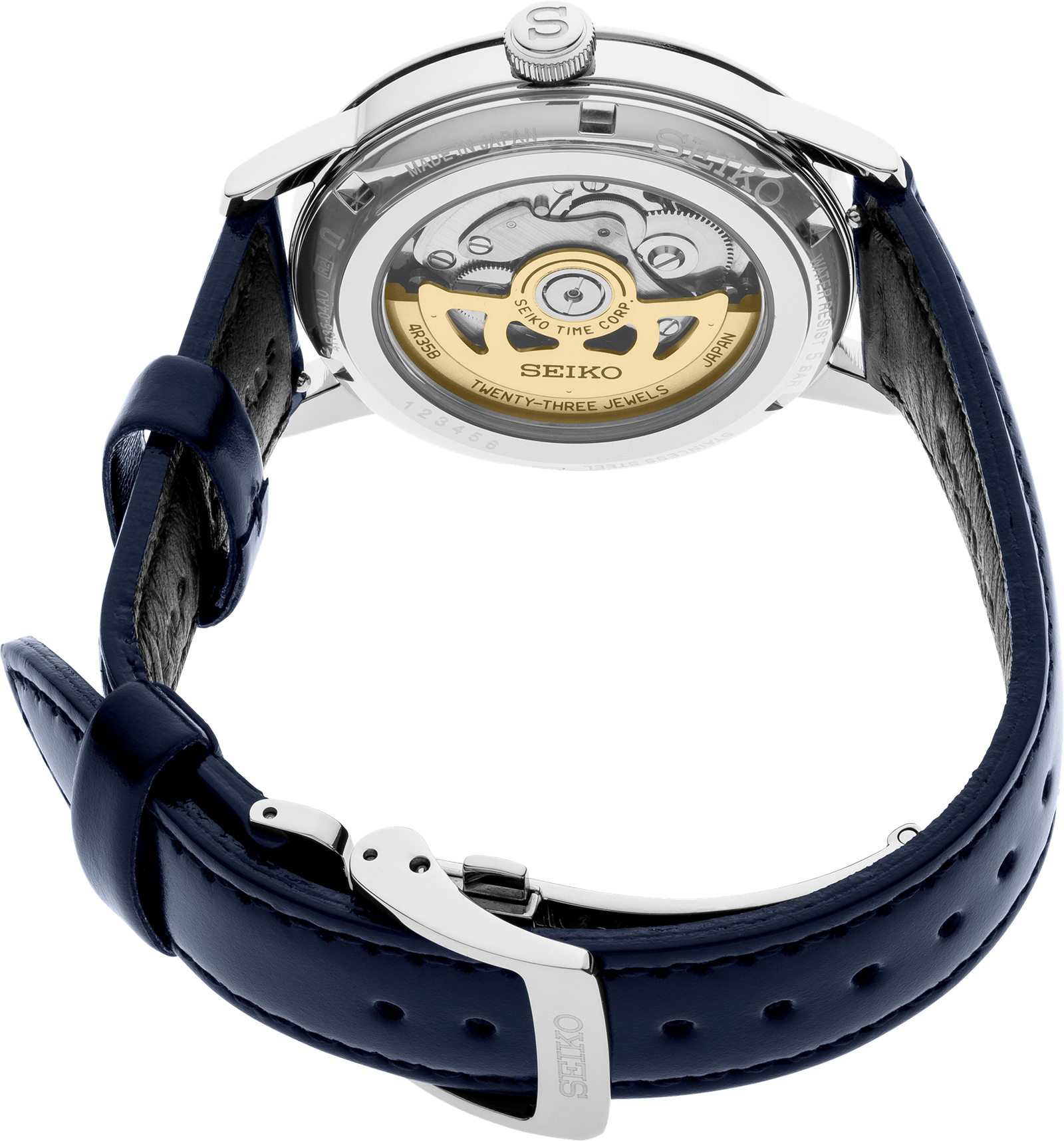 SRPE43 Seiko Men's Presage Automatic Blue Dial Leather Strap Watch