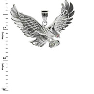 .925 Sterling Silver Cubic Zirconia Eagle Ruby Birthstone Pendant (2
