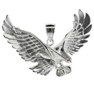 .925 Sterling Silver Cubic Zirconia Eagle Ruby Birthstone Pendant (2