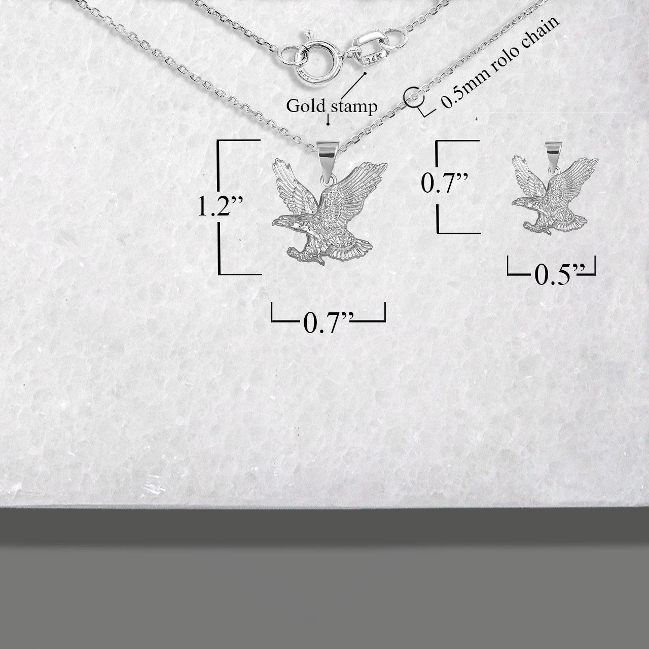 .925 Sterling Silver American Eagle Pendant Necklace (Available in Small/Large)