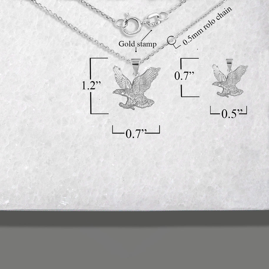 .925 Sterling Silver American Eagle Pendant Necklace (Available in Small/Large)