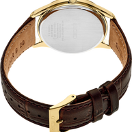 SRK050 Seiko Essentials Quartz White Dial Brown Leather Gold Men's Watch