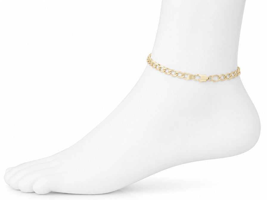 10K Yellow Gold Curb Cuban Anklet