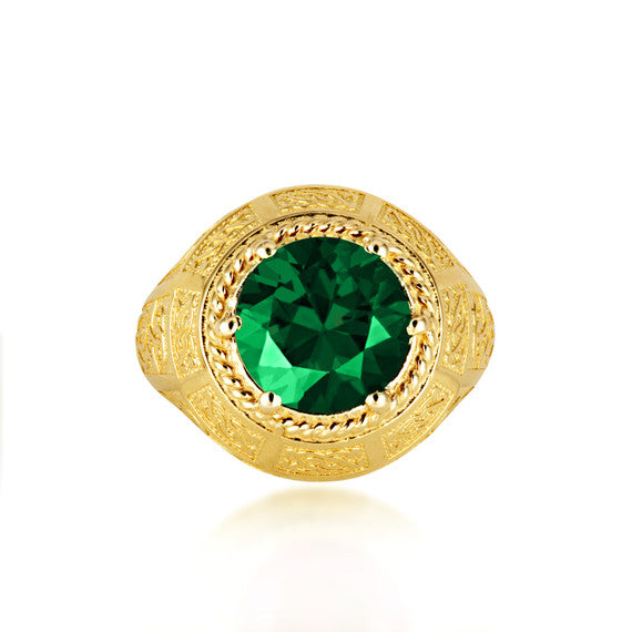 Gold Irish Celtic Trinity Knot Gemstone Rope Ring (Available in Yellow/Rose/White Gold)