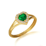 Gold Custom Heart Birthstone Cubic Zirconia Halo Ring (Available in Yellow/Rose/White Gold)