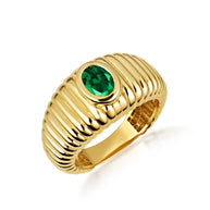 Gold Oval Birthstone Ribbed Cocktail Ring (Available in Yellow/Rose/White Gold)