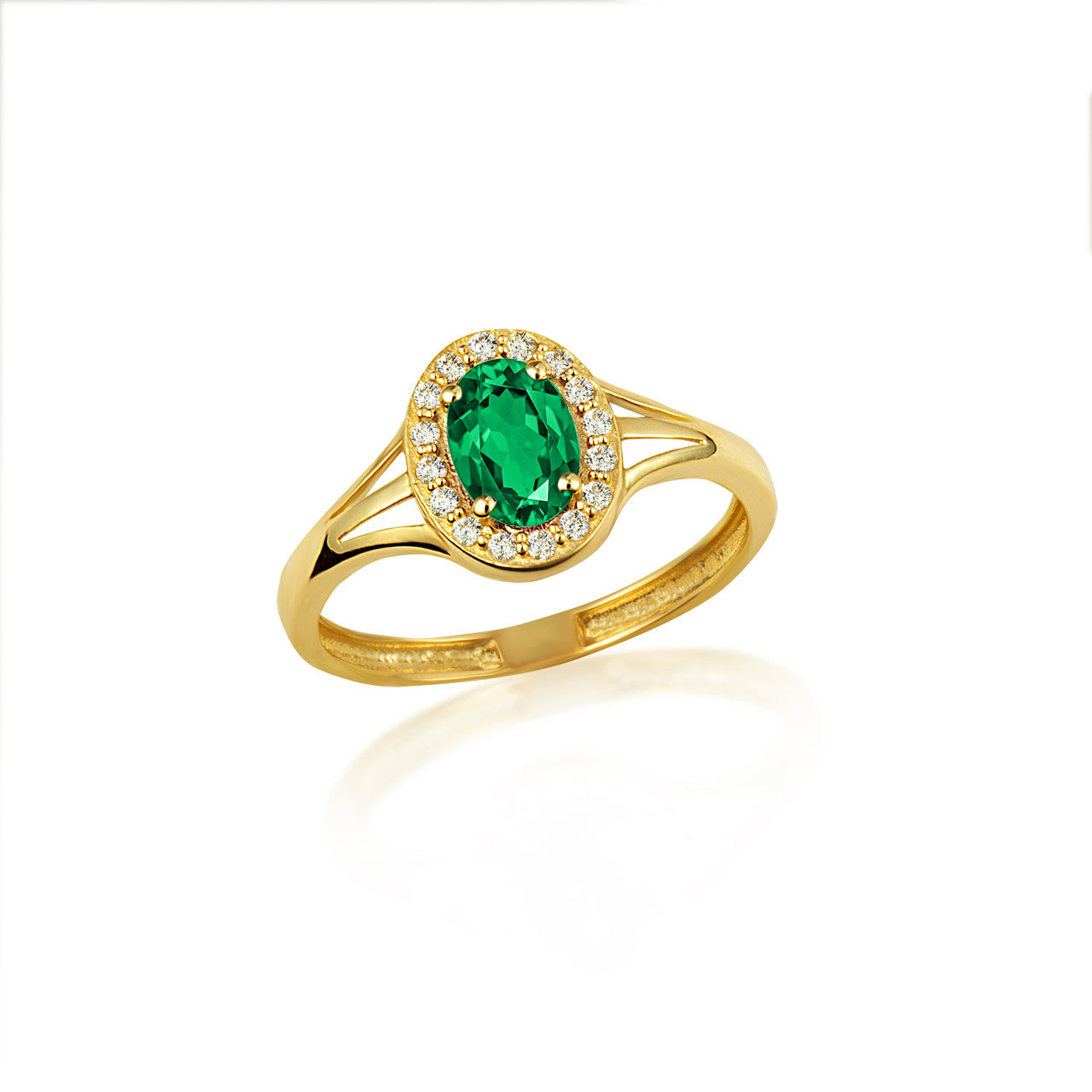 Gold Custom Oval Birthstone Cubic Zirconia Halo Ring (Available in Yellow/Rose/White Gold)