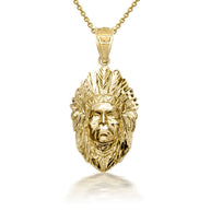 3D 10k/14k Gold Apache Pendant Necklace with Caged Back (Available in Yellow/Rose/White)