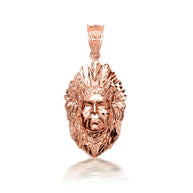 3D 10k/14k Gold Apache Pendant Necklace with Caged Back (Available in Yellow/Rose/White)