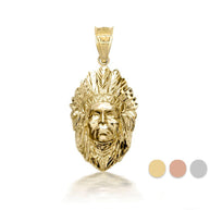 3D 10k/14k Gold Apache Pendant Necklace with Caged Back (Available in Yellow/Rose/White)