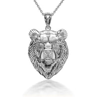 .925 Sterling Silver Bear Pendant Necklace