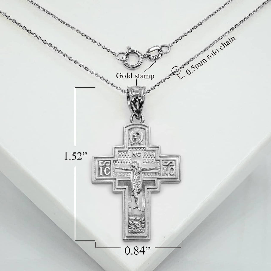 Sterling Silver Saint Andrew Jesus Christ Crucifix Holy Apostle Russian Orthodox Cross Pendant Necklace