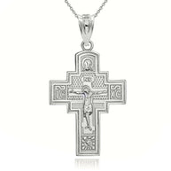 Sterling Silver Saint Andrew Jesus Christ Crucifix Holy Apostle Russian Orthodox Cross Pendant Necklace