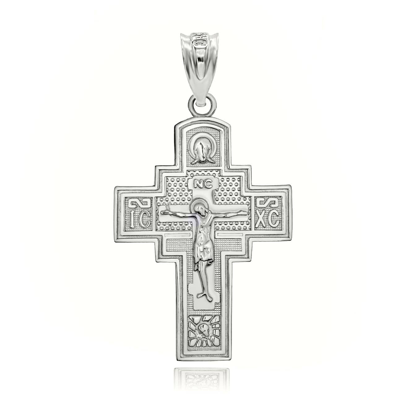Sterling Silver Saint Andrew Jesus Christ Crucifix Holy Apostle Russian Orthodox Cross Pendant Necklace
