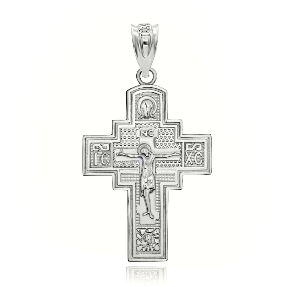 Sterling Silver Saint Andrew Jesus Christ Crucifix Holy Apostle Russian Orthodox Cross Pendant Necklace