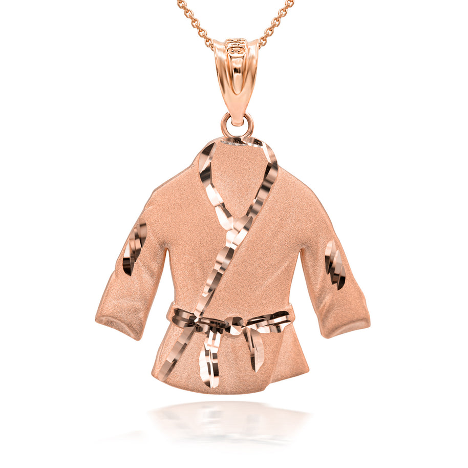 Gold Martial Arts Karate Robe 3D Charm Necklace (Available in Yellow/Rose/White Gold)
