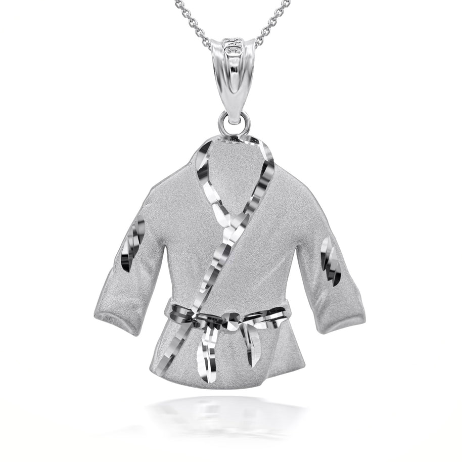 Gold Martial Arts Karate Robe 3D Charm Necklace (Available in Yellow/Rose/White Gold)