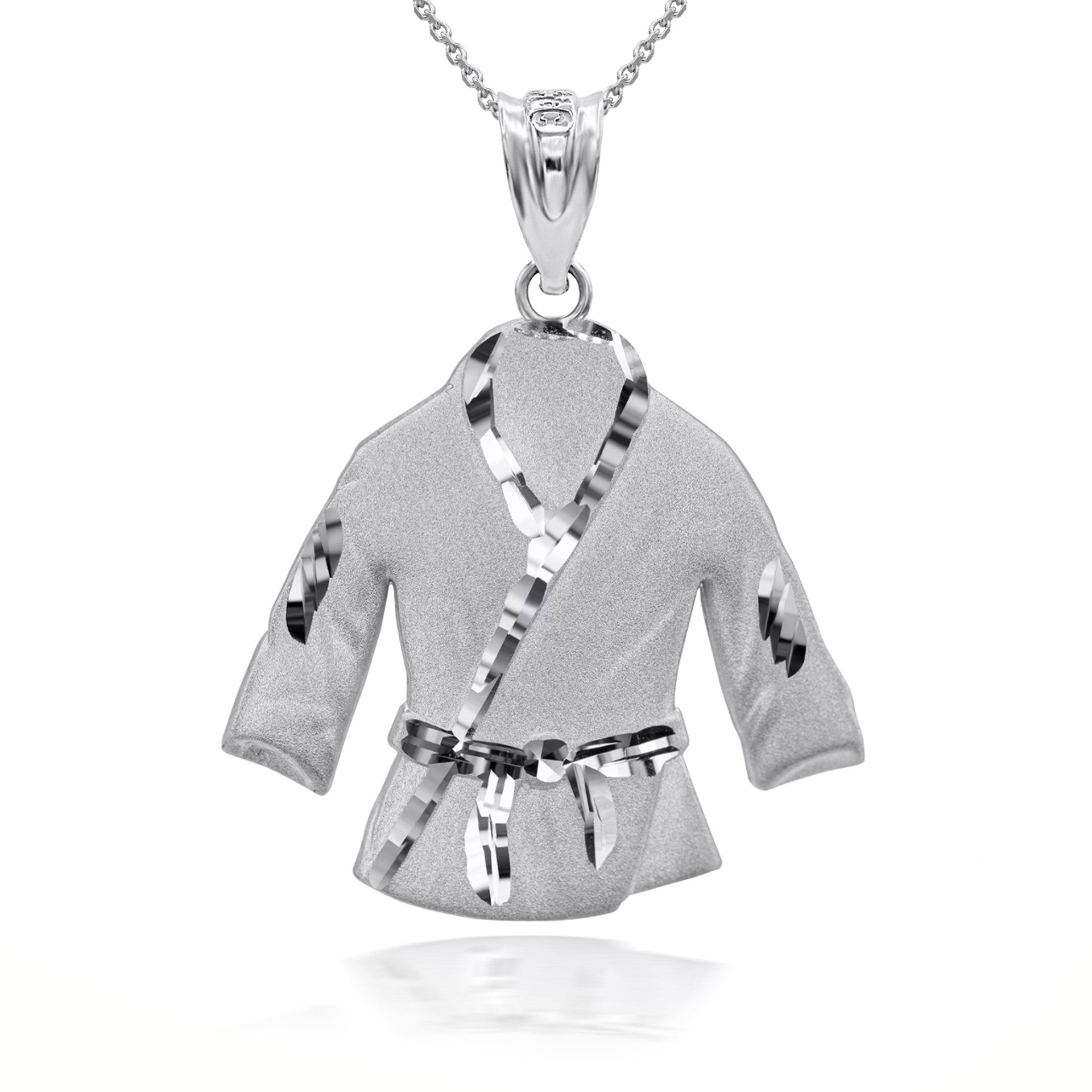 Gold Martial Arts Karate Robe 3D Charm Necklace (Available in Yellow/Rose/White Gold)
