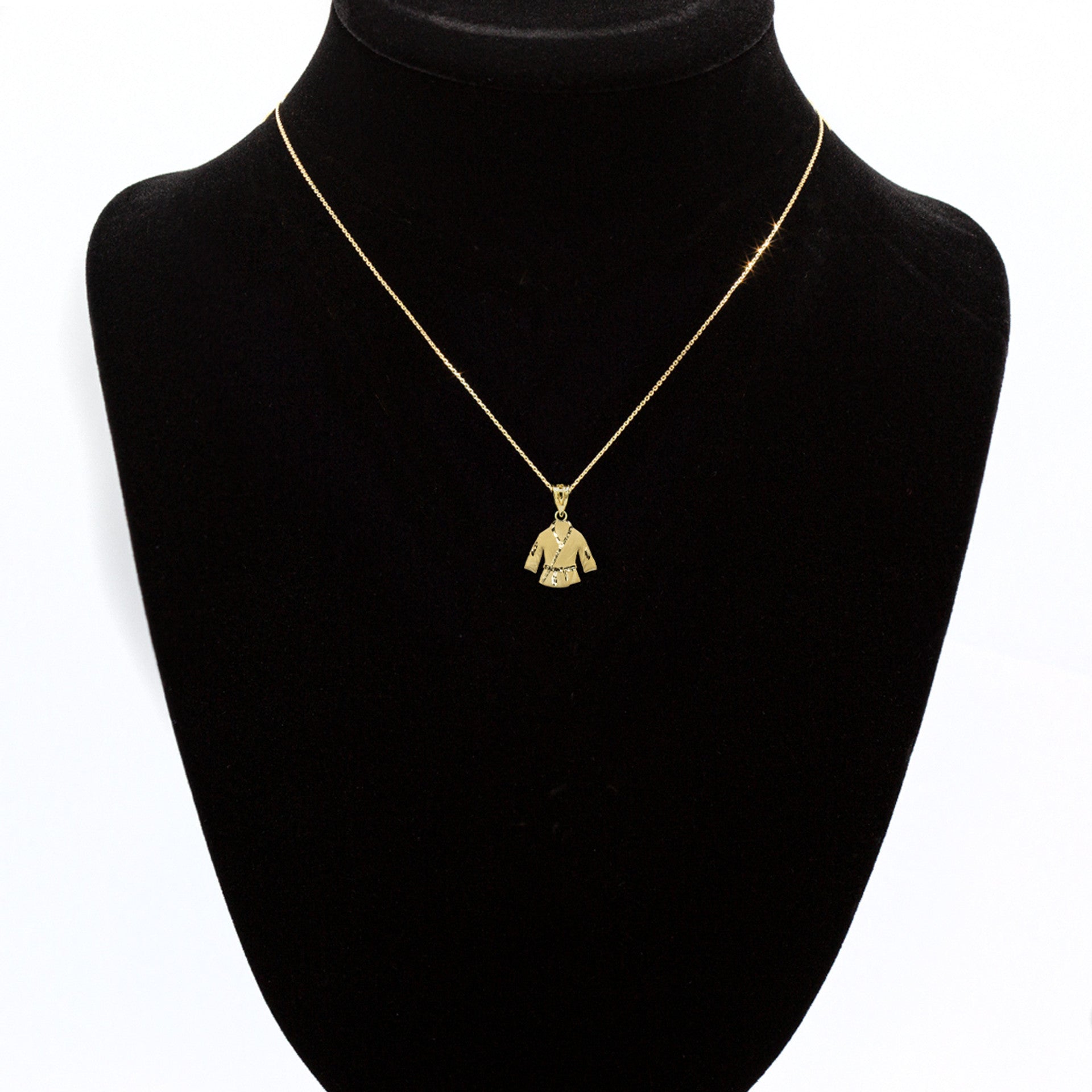 Gold Martial Arts Karate Robe 3D Charm Necklace (Available in Yellow/Rose/White Gold)
