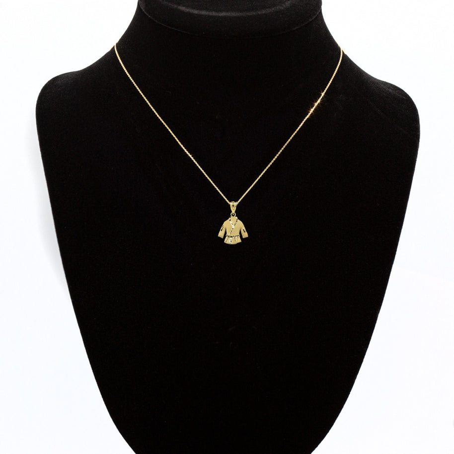 Gold Martial Arts Karate Robe 3D Charm Necklace (Available in Yellow/Rose/White Gold)