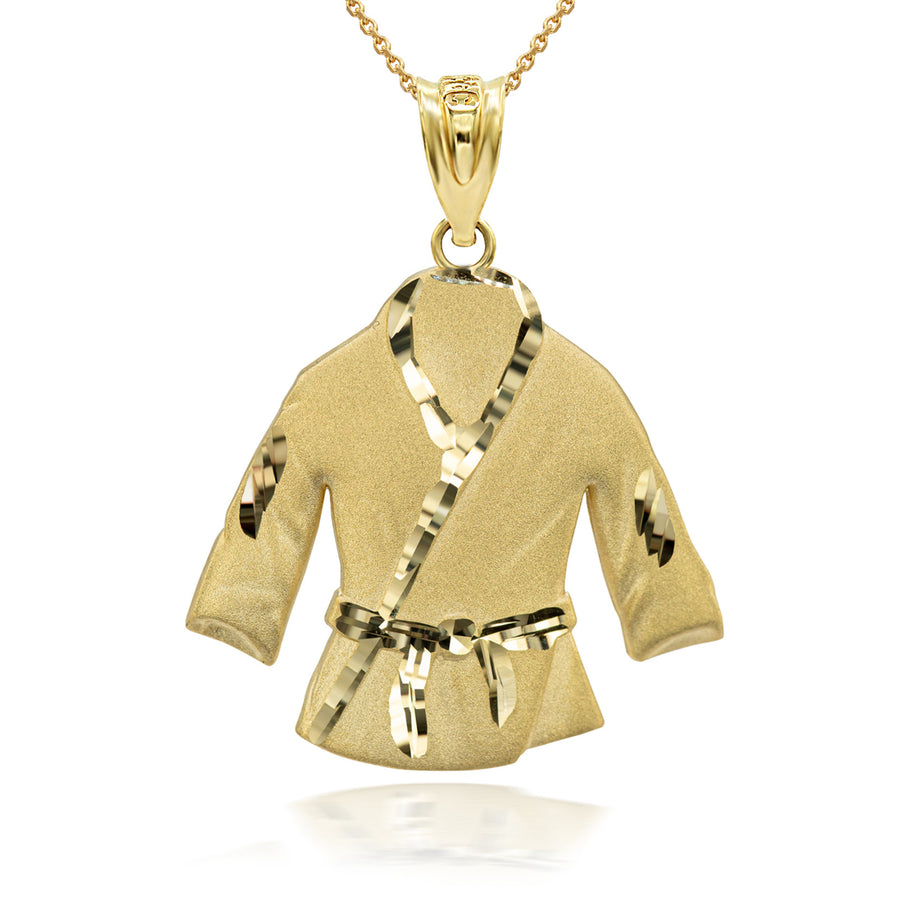 Gold Martial Arts Karate Robe 3D Charm Necklace (Available in Yellow/Rose/White Gold)