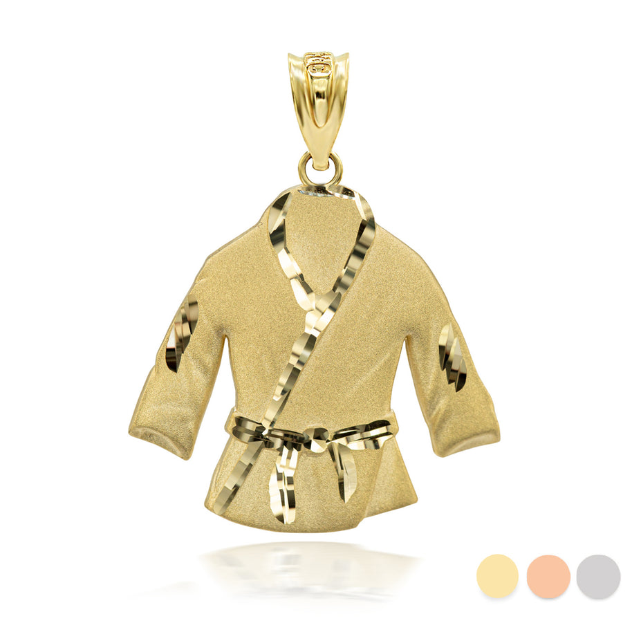 Gold Martial Arts Karate Robe 3D Charm Necklace (Available in Yellow/Rose/White Gold)
