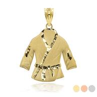 Gold Martial Arts Karate Robe 3D Charm Necklace (Available in Yellow/Rose/White Gold)
