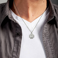 Silver Jesus And Mary Two Sided Russian Orthodox Cross Charm Necklace
