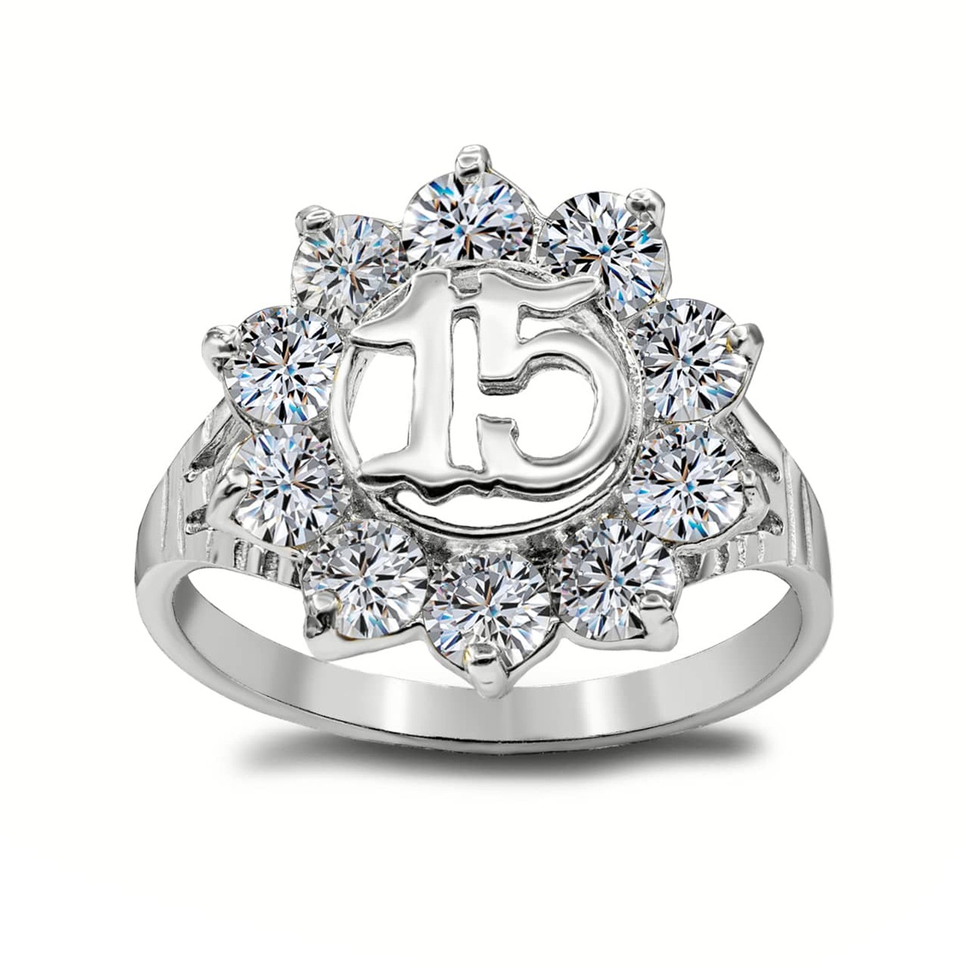 Gold Cubic Zirconia Flower 15 Años Quinceañera Ring (0.6