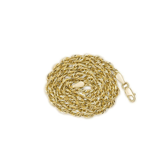 2.5mm Gold Diamond Cut Rope Twisted Solid Chain Link Necklace