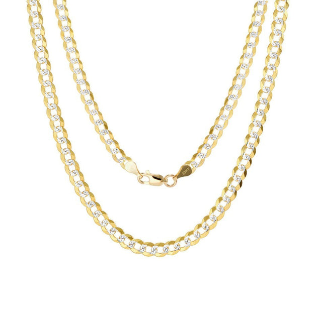 10K Yellow Gold Two Tone Diamond Cut Cuban Chain