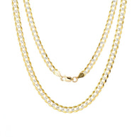 10K Yellow Gold Two Tone Diamond Cut Cuban Chain