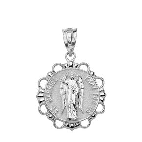 Sterling Silver Round Saint Peter Pendant Necklace