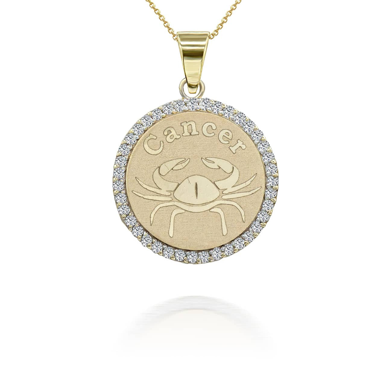 Gold Personalized Zodiac Sign Diamond Medallion Pendant Necklace (Available in Yellow/Rose/White Gold)