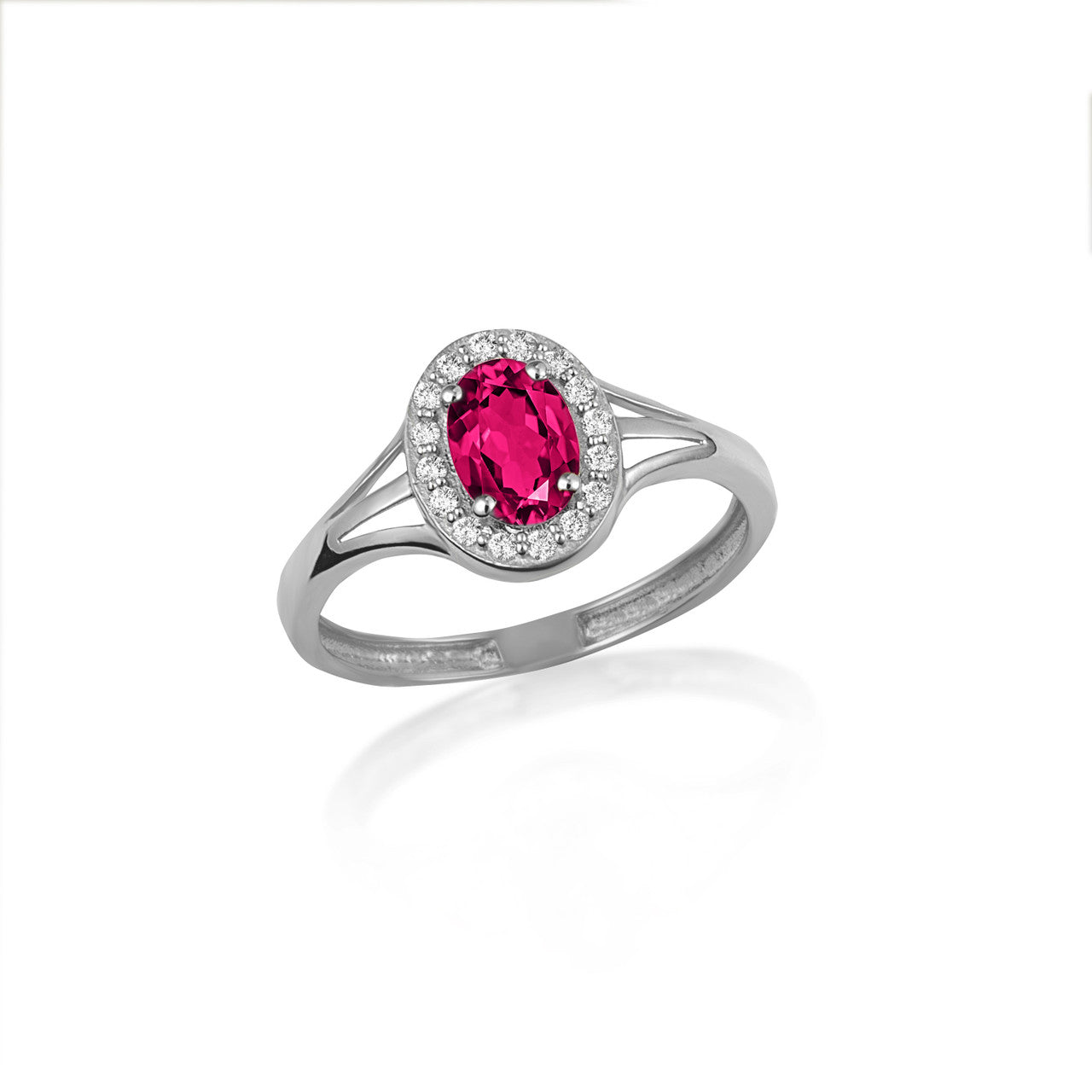 .925 Sterling Silver Custom Oval Birthstone Cubic Zirconia Halo Ring