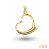 Gold Medium Curved Heart Pendant Necklace (Available in Yellow/Rose/White Gold)