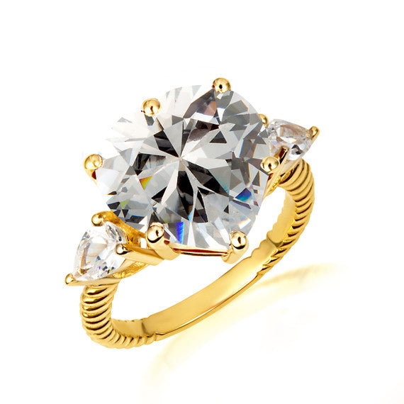 Gold Heart Gemstone Rope Band Ring (Available in Yellow /Rose/White Gold)