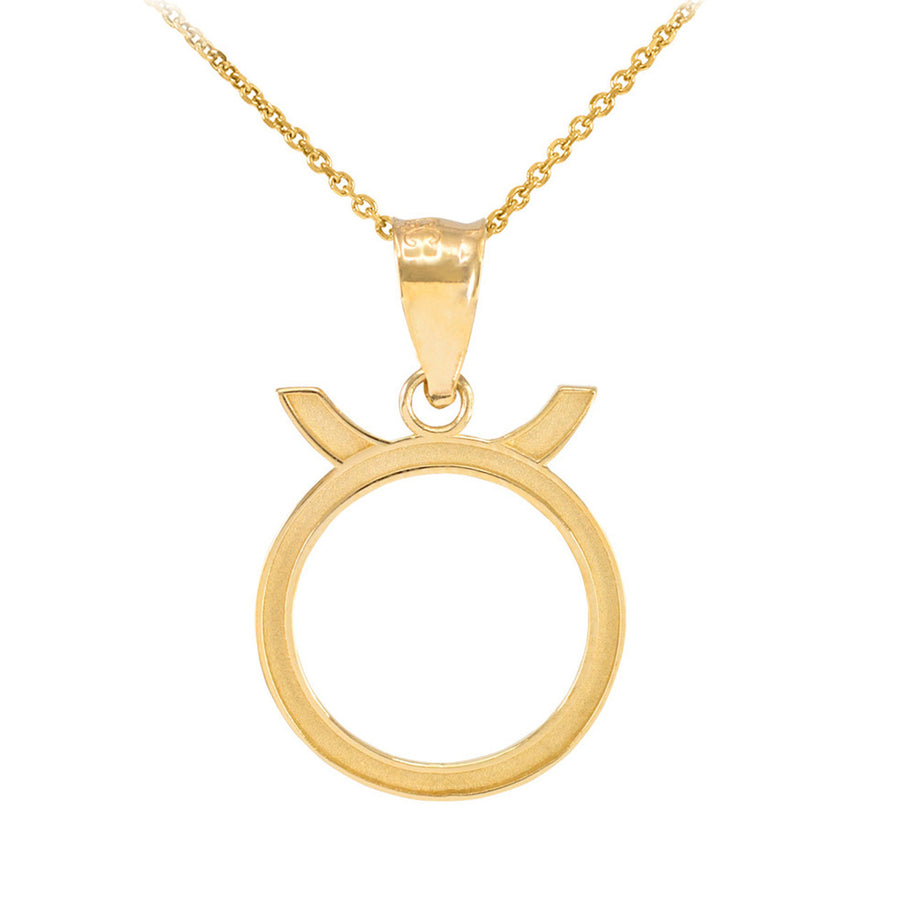 Gold Zodiac Sign Pendant Necklace (Available in Yellow/Rose/White Gold)