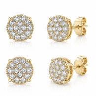 10K Yellow Gold CZ Stud Round Earrings