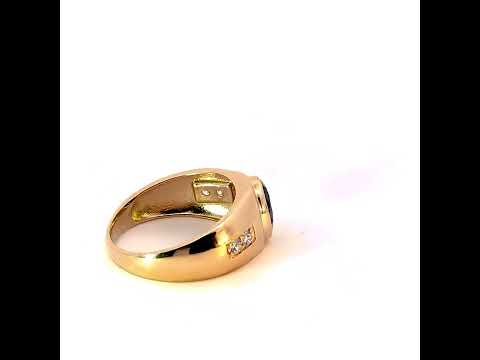 Gold Oval Gemstone Art Deco Ring (Available in Yellow/Rose/White Gold)
