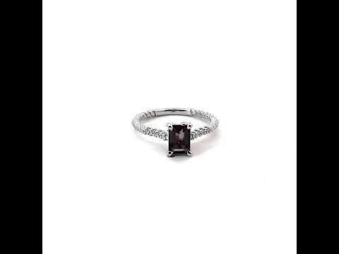 .925 Sterling Silver Emerald Cut Gemstone CZ Roped Twist Ring