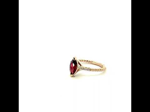 Gold Marquise Cut Gemstone Diamond Roped Twist Ring (Available in Yellow/Rose/White Gold)